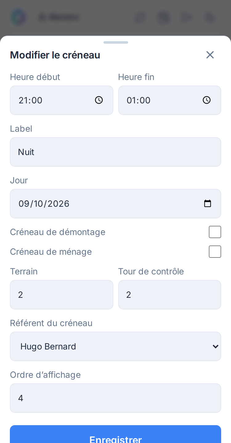 Référent d'un créneau (manager)